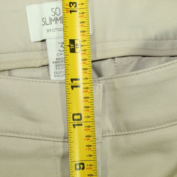 NWOT Chico's So Slimming Women's 3/ 16 Crop Flat Front Khaki Cuffed Pants - Picture 5 of 7